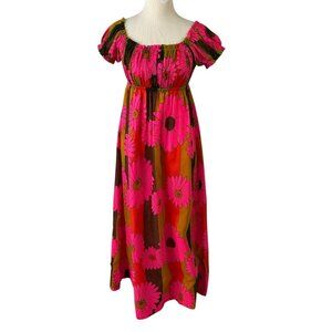 Geno California Maxi Dress Size 6 Mod Flower Power Boho Hippy Vintage 1970s